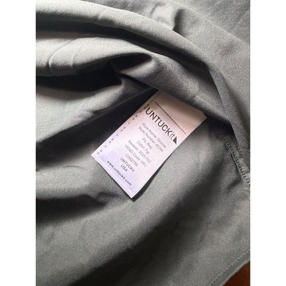 NWT Untuckit Gironde Shirt Button Down Collared Green Nylon Spandex Men SZ L - Picture 7 of 8